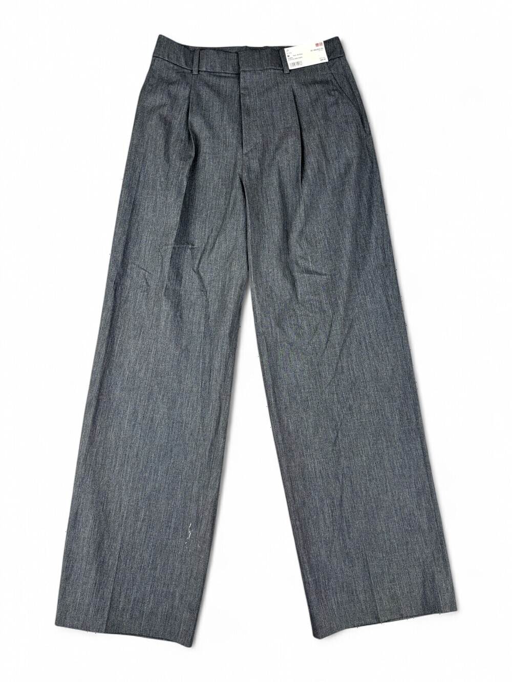 Uniqlo Womens Gray Pleated Wide Leg Trousers M 450639 Heathered Work Pants